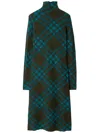 Burberry Checkered Wool Blend Shift Dress In Brown