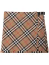 Burberry Check Pattern Fringe Pleated Skirt In Braun