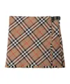 Burberry Check Wool Blend Mini Skirt Clothing In Brown