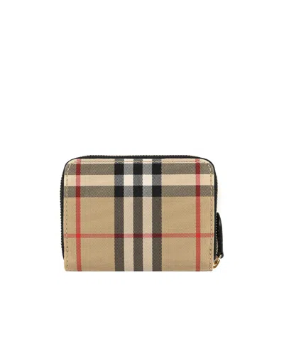 Burberry Checkered Zipper Wallet In Red