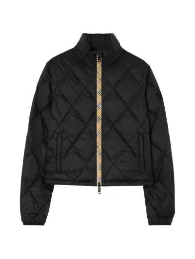 Burberry Checker-tape Quilted Nylon Bramford Jacket In Black