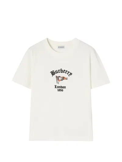 Burberry Check-flag Cotton T-shirt In White