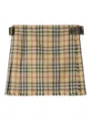 Burberry Women Beige Skirt With Adjustable Belt And All-over Check Motif In Wool Woman In Multi