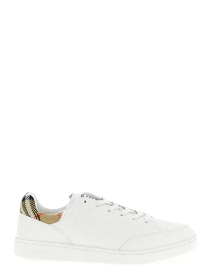 Burberry Check-heel Leather Sneaker In Transparent