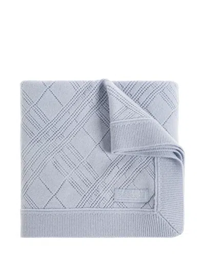 Burberry Check-knit Cashmere Blanket In Blue