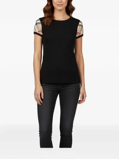 Pre-owned Burberry Check-panel T-shirt In Black