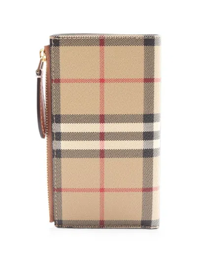 Pre-owned Burberry Check-pattern Bi-fold Wallet In Neutrals
