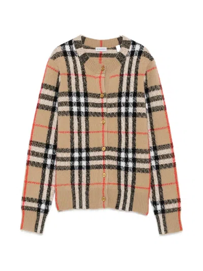 Burberry Check-pattern Button-up Cardigan In Neutrals