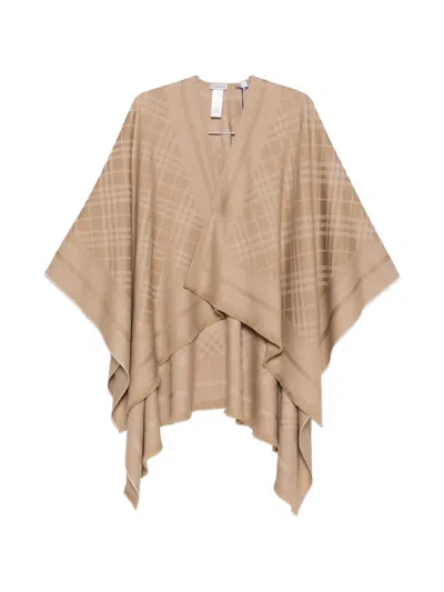 Burberry Check-pattern Cape In Brown