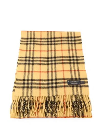 Pre-owned Burberry Check-pattern Cashmere Scarf In Neutral