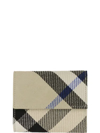 Burberry Check-pattern Fold-over Wallet In Neutral