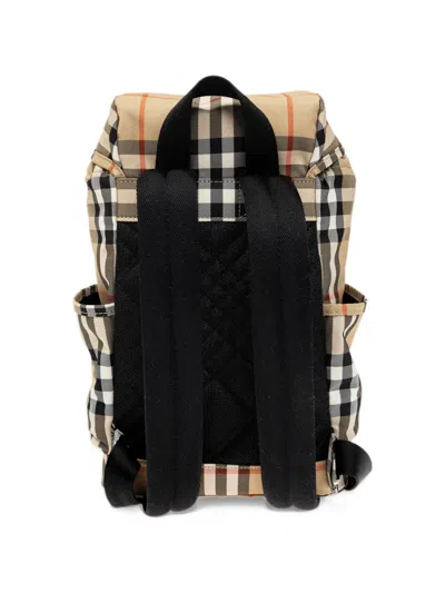 Burberry Kids' Check-pattern Logo-patch Backpack In Nude