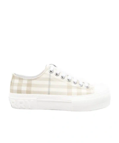 Burberry Check-pattern Platform Sneakers In Neutral