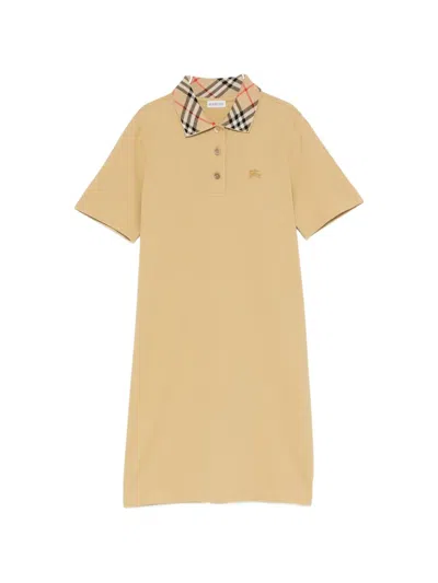 Burberry Check-pattern Polo Dress In Nude