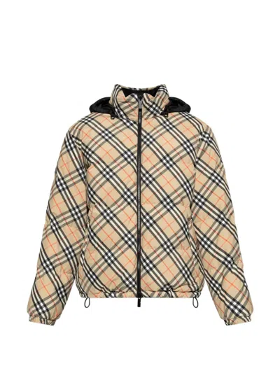 Burberry Check-pattern Reversible Jacket In Brown