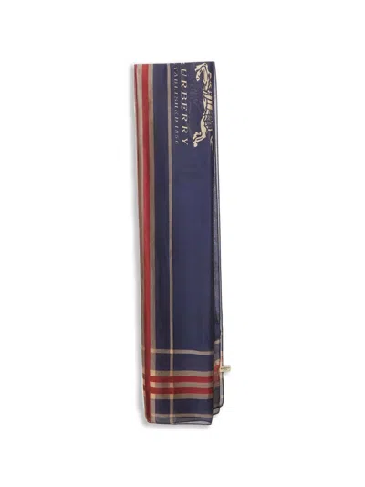 Pre-owned Burberry Check-pattern Silk Scarf In Blue