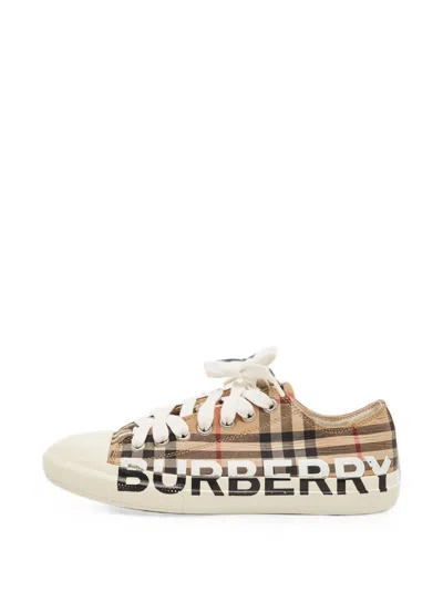 Pre-owned Burberry Check-pattern Sneakers In Neutral