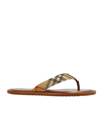 BURBERRY BURBERRY CHECK-PATTERN THONG STRAP SANDALS