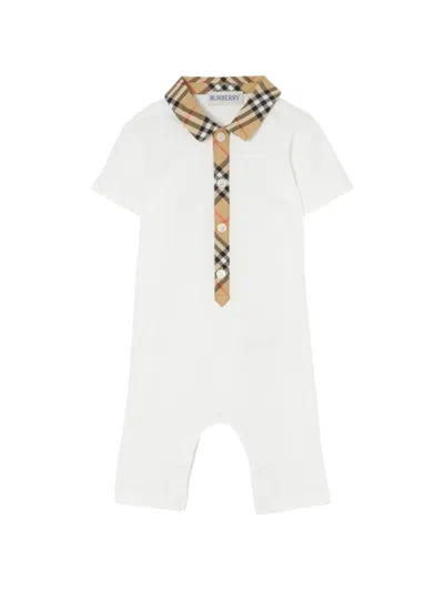 Burberry Babies' Check-pattern Trim Romper In Multi