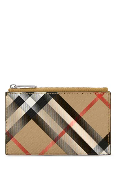 Burberry Check-pattern Wallet In Beige
