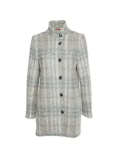 Pre-owned Burberry Check-pattern Wool Coat In White