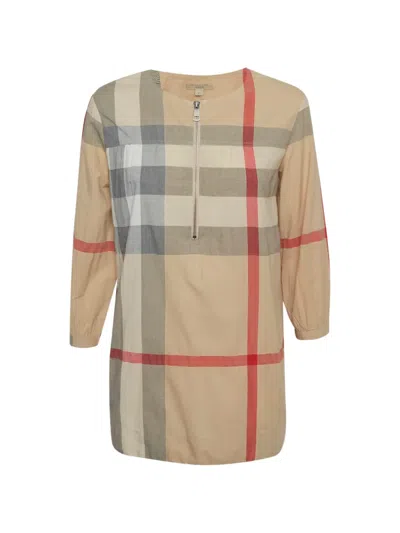 Pre-owned Burberry Check-pattern Zip-front Tunic In Neutral