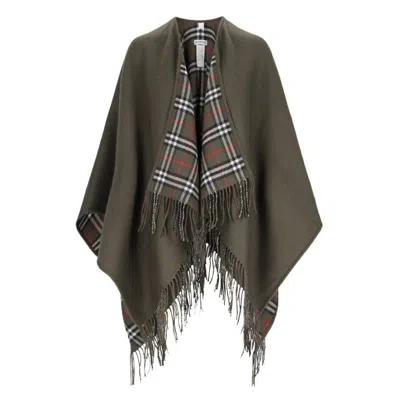 Burberry Check-patterned Reversible Wool Cape In Multi