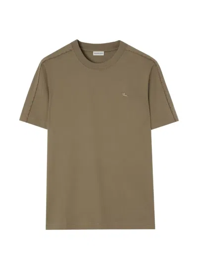 Burberry Seth Check Pattern Pocket T-shirt For Men In Brown