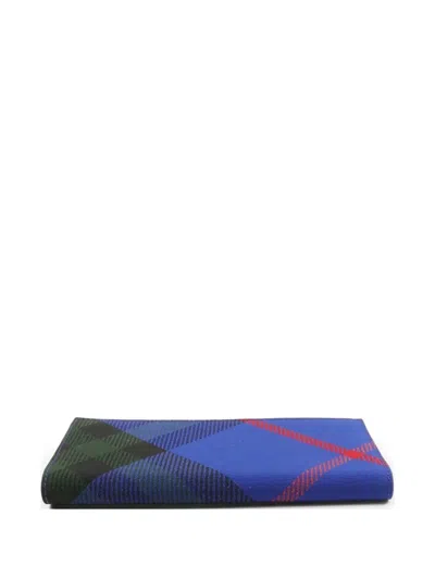 Pre-owned Burberry Check-print Bifold Wallet In Blue