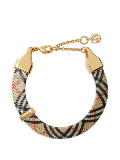 Burberry Check-print Bracelet In Gold