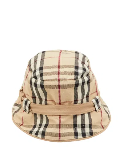 Pre-owned Burberry Check-print Bucket Hat In Neutral