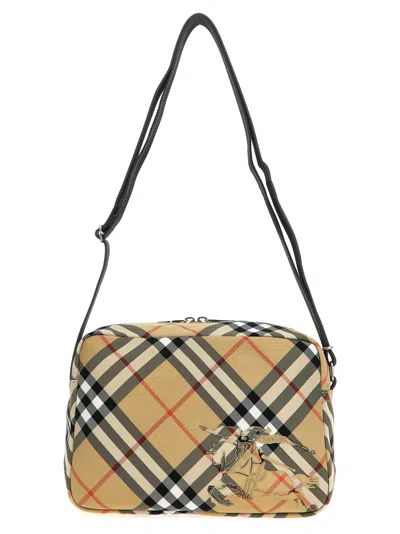 Burberry Check-print Canvas Crossbody Bag In Beige