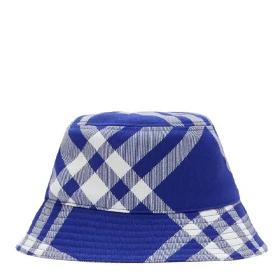 Burberry Check-print Flat Crown Bucket Hat In Blue