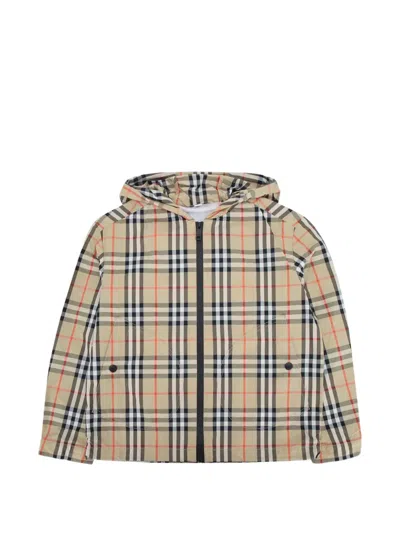 Burberry Kids' Check-print Hooded Jacket In Neutrals