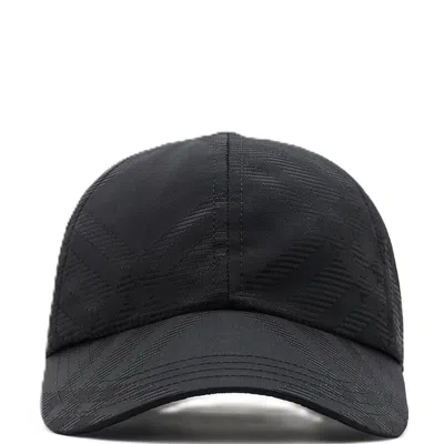 Burberry Check-print Nylon Blend Baseball Cap In Black