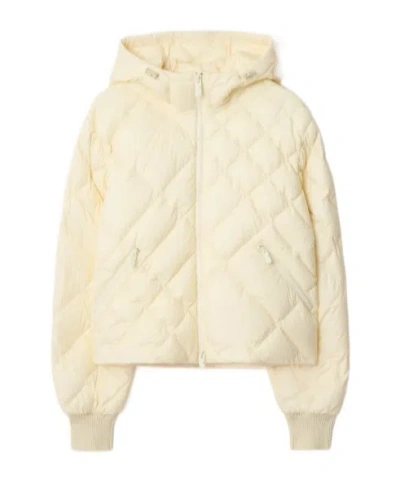 Burberry Check-stitch Delley Down Jacket In White