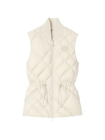 Burberry Check-stitch Nylon Devonside Gilet In Nude