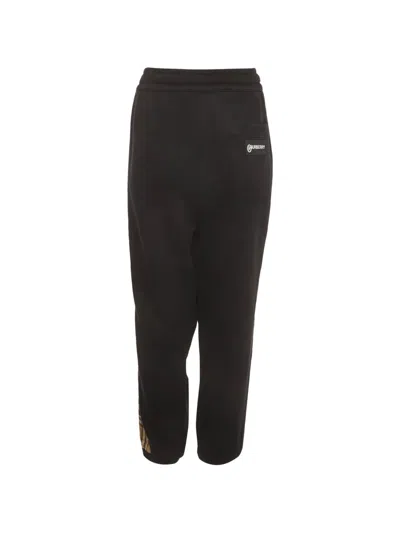 Pre-owned Burberry Check-stripe Track Pants In Black