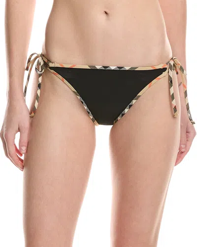 Burberry Check-trim Bikini Bottom In Black