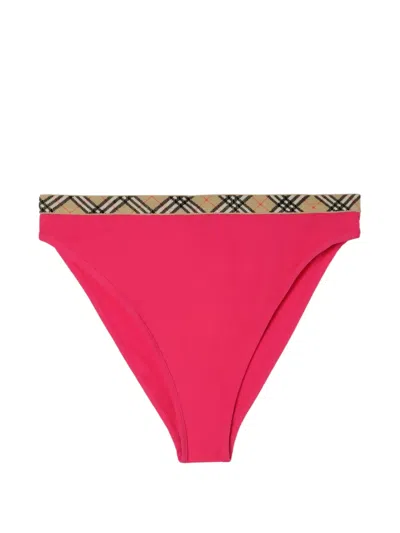 Burberry Check-trim Bikini Briefs In Red