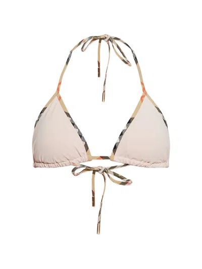 Burberry Check-trim Bikini Top In Neutral