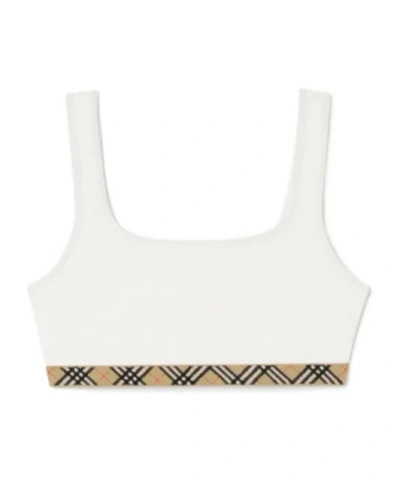 Burberry Check-trim Bikini Top In White