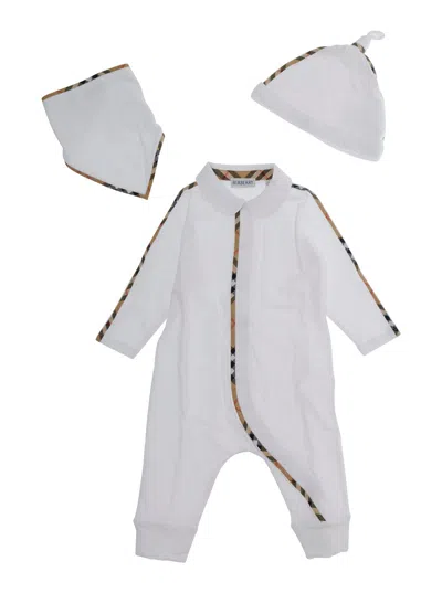 Burberry Boys Cotton-blend Dress With Stretch In White