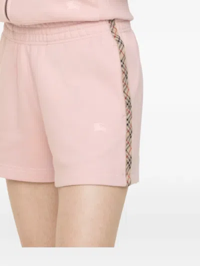 Burberry Check Trim Cotton Shorts In Multi