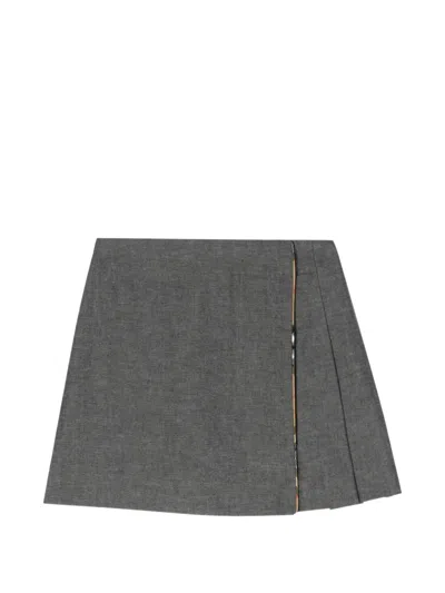 Burberry Kids' Check-trim Cotton Skirt In Gray