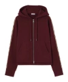 Burberry Harper Checked Cotton-jersey Zip-up Hoodie In Burgundy