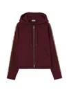 Burberry Harper Checked Cotton-jersey Zip-up Hoodie In Burgundy