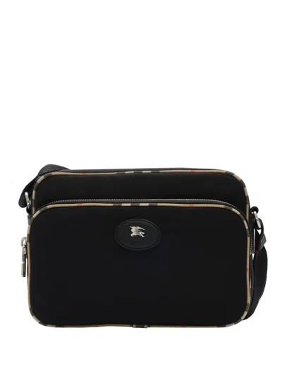 Burberry Check-trim Crossbody Bag In Black