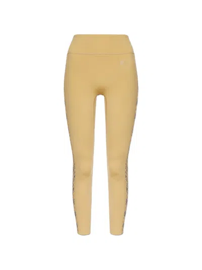 Burberry Check-trim Leggings In Orange