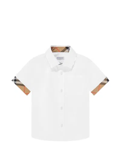 Burberry Kids Check-trim Short-sleeve Shirt In White